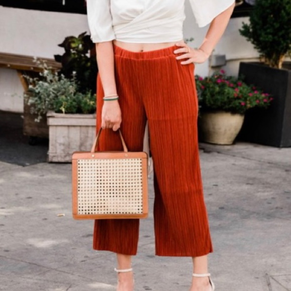 Madewell Cropped Wide Leg Micro-Pleat Pants